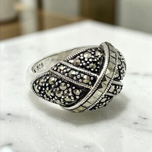 Judith Jack 925 Sterling Silver Marcasite Ring Size 8 Vintage JJ